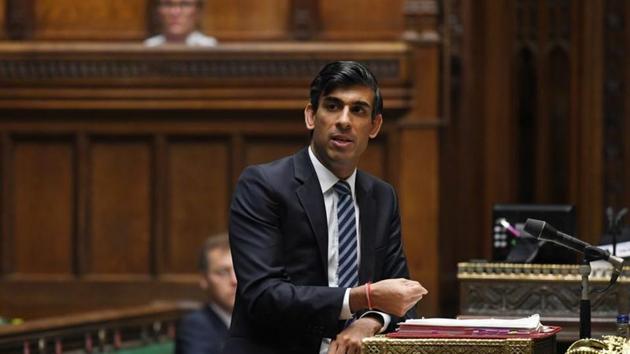 Britain's Chancellor of the Exchequer Rishi Sunak speaks at the House of Commons in London, Britain. (via REUTERS)