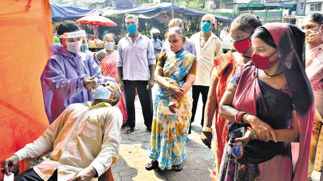 Officials anticipate surge in Covid-19 cases in Mumbai the coming days. (Anshuman Poyrekar/HT Photo) Officials anticipate surge in Covid-19 cases in Mumbai the coming days. (Anshuman Poyrekar/HT Photo)