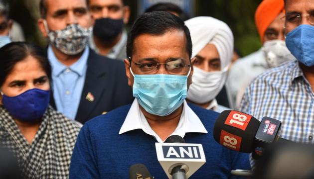 “I appeal to social, religious and political organisations to distribute masks and urge people to wear masks. Masks are a major saviour against Covid-19,” said Kejriwal(Sanchit Khanna/HT Photo) “I appeal to social, religious and political organisations to distribute masks and urge people to wear masks. Masks are a major saviour against Covid-19,” said Kejriwal(Sanchit Khanna/HT Photo)