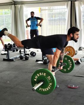 Indian captain Virat Kohli weight training at the gym session along with Hanuma Vihari (instagram)