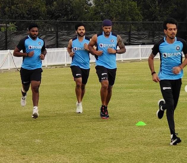 Sanju Samson, Shardul Thakur, Umesh Yadav and Yuzvendra Chahal warming up (BCCI/Instagram)