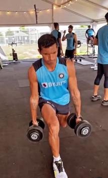 Indian pacer Navdeep Saini during the gym session (instagram)
