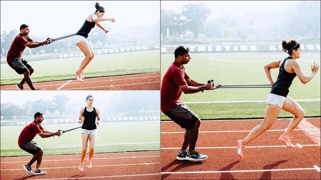 Taapsee Pannu trains with Central Railway’s athletic coach Melwyn Crasto(Instagram/taapsee)