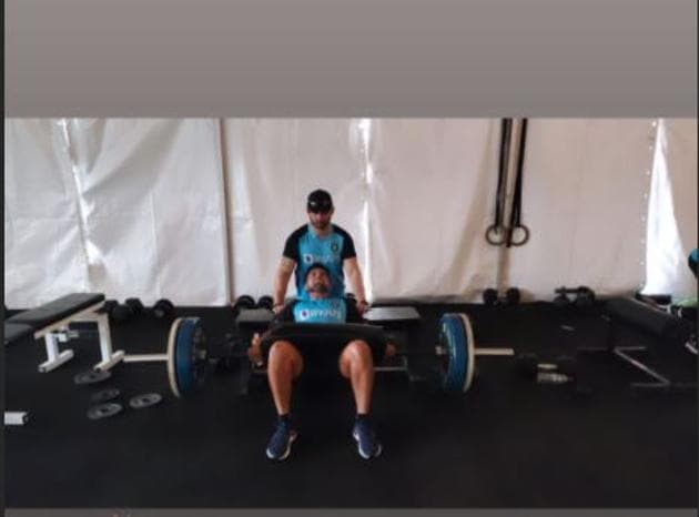 Indian spinner Kuldeep Yadav training with strength and conditioning coach Nick Webb