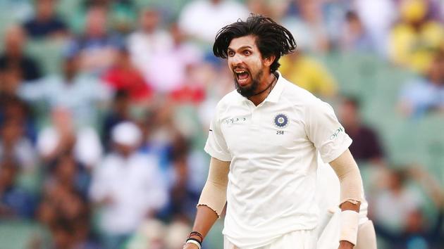 Ishant Sharma of India bowls celebrates the wicket of Travis Head of Australia during day four of the Third Test match in the series between Australia and India at Melbourne Cricket Ground.(Getty Images)