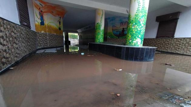 Water collected at the underpass in Sector 33, Chandigarh. (Keshav Singh/HT) Water collected at the underpass in Sector 33, Chandigarh. (Keshav Singh/HT)