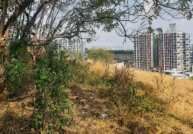 The NIBM reserve forest in Mohammadwadi currently shows dismal signs of desolation as empty beer bottles and plastic bottles can be seen.(Rahul Raut/HT PHOTO)