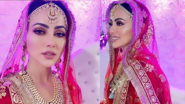 Sana Khan as a bride.