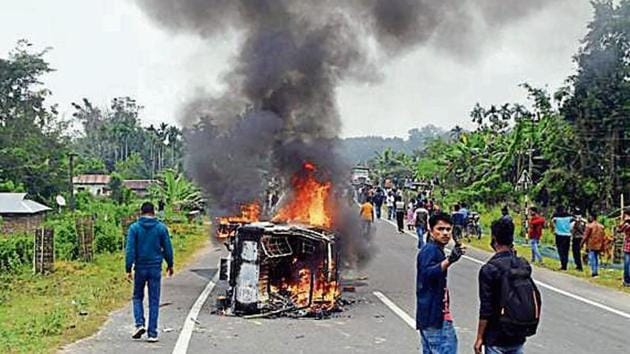 In view of the violence, a huge contingent of security forces has been mobilised in affected parts of the state.(PTI) In view of the violence, a huge contingent of security forces has been mobilised in affected parts of the state.(PTI)