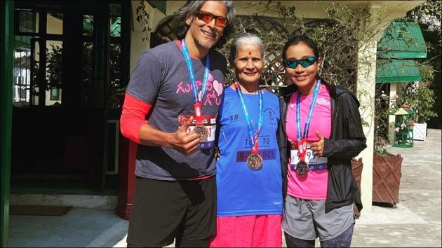 Milind Soman’s mother pumps up fans’ fitness motivation as we enter a new week(Instagram/milindrunning)