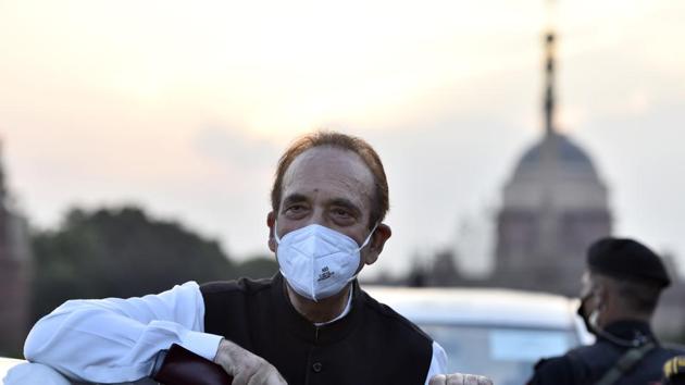 Leader of Opposition Ghulam Nabi Azad after a meeting with President Ram Nath Kovind at South Block, in New Delhi, India on Wednesday, September 23, 2020. (Photo by Sanjeev Verma/Hindustan Times) Leader of Opposition Ghulam Nabi Azad after a meeting with President Ram Nath Kovind at South Block, in New Delhi, India on Wednesday, September 23, 2020. (Photo by Sanjeev Verma/Hindustan Times)