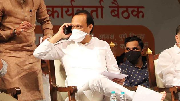 Deputy chief minister of Maharashtra Ajit Pawar at a Nationalist Congress party meet in Pune. (Photo by Ravindra Joshi/HT PHOTO)