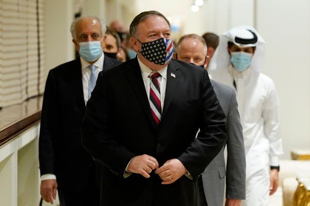 US secy of state meets Taliban negotiators(AFP) US secy of state meets Taliban negotiators(AFP)