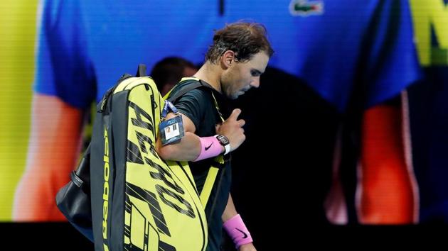 Tennis - ATP Finals - The O2, London, Britain - November 21, 2020 Spain's Rafael Nadal walks off after losing his semi-final match against Russia's Daniil Medvedev Action Images via Reuters/Paul Childs(Action Images via Reuters) Tennis - ATP Finals - The O2, London, Britain - November 21, 2020 Spain's Rafael Nadal walks off after losing his semi-final match against Russia's Daniil Medvedev Action Images via Reuters/Paul Childs(Action Images via Reuters)