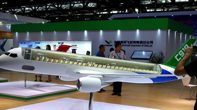 A model of C919 passenger jet by Commercial Aircraft Corp of China Ltd (COMAC) is displayed at Aviation Expo China 2017 in Beijing, China September 19, 2017.(Reuters File Photo)