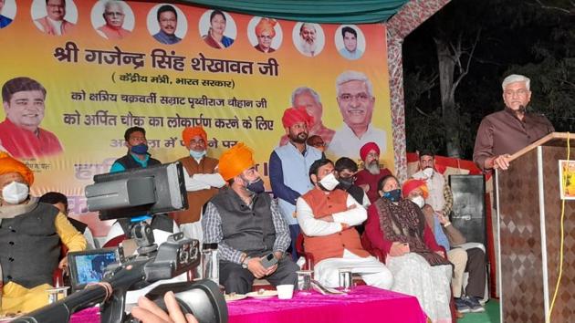 Union Jal Shakti minister Gajendra Singh Shekhawat in Ambala on Monday.(HT Photo) Union Jal Shakti minister Gajendra Singh Shekhawat in Ambala on Monday.(HT Photo)
