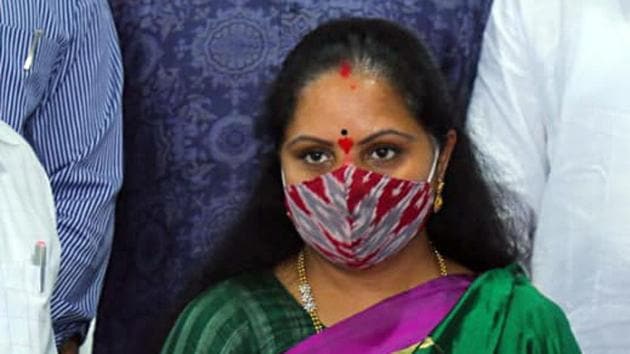 Daughter of Chief?Minister of Telangana K. Chandrashekar Rao and TRS candidate Kalvakuntla Kavitha.(ANI)