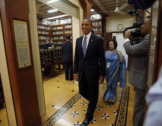 US President Barack Obama touring the Mani Bhavan Gandhi Museum in Mumbai on November 6, 2010.(Jason Reed/REUTERS) US President Barack Obama touring the Mani Bhavan Gandhi Museum in Mumbai on November 6, 2010.(Jason Reed/REUTERS)