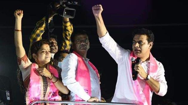 The TRS’ KT Rama Rao said the reason why the BJP should not win the GHMC elections was that it would create communal disturbances in the city. (Photo @KTRTRS) The TRS’ KT Rama Rao said the reason why the BJP should not win the GHMC elections was that it would create communal disturbances in the city. (Photo @KTRTRS)