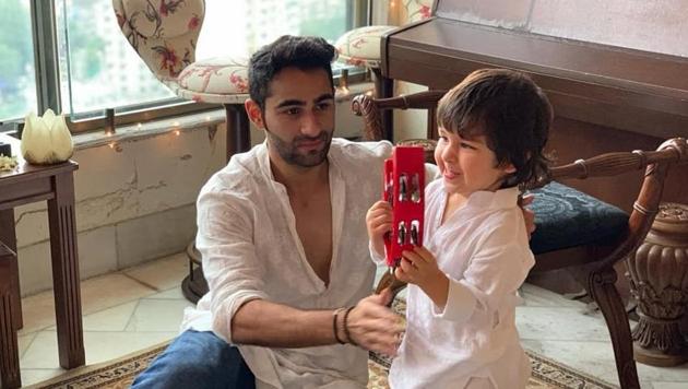 Armaan Jain and nephew Taimur during their playtime.