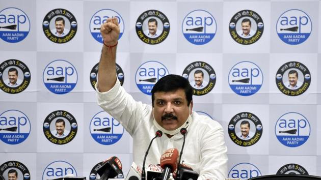 Senior AAP leader and Rajya Sabha member Sanjay Singh.(HT file)