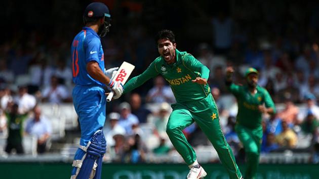 Mohammad Amir celebrates Virat Kohli’s wicket during the 2017 Champions Trophy final in England.(Getty Images) Mohammad Amir celebrates Virat Kohli’s wicket during the 2017 Champions Trophy final in England.(Getty Images)