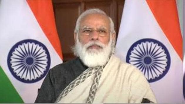 Prime Minister Narendra Modi addressed the 80th All India Presiding Officers’ Conference at Kevadia, Gujarat on Thursday.(Narendra Modi/YouTube Screengrab)