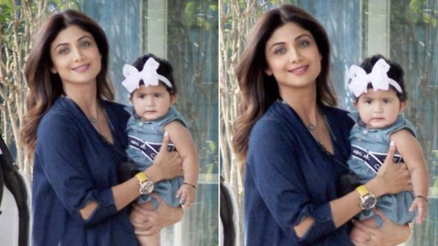 Shilpa Shetty seen with daughter Samisha.