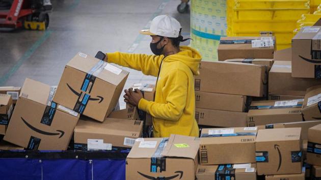 Unions representing tens of thousands of Amazon.com Inc. employees are planning walkouts and other actions in protest at the e-commerce giant’s handling of everything from sick pay and Covid-19 precautions to user privacy.(REUTERS)