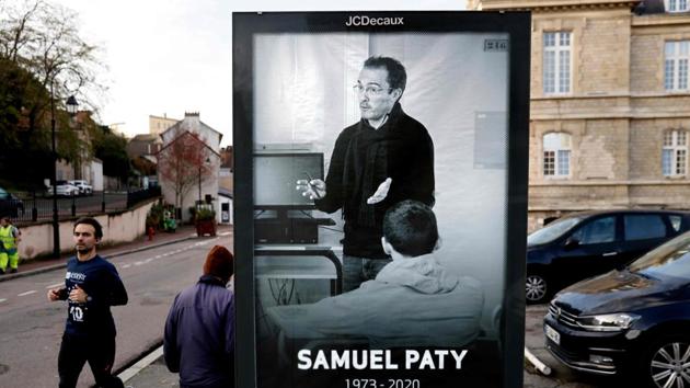 Paty’s murder sparked a torrent of outrage that prompted President Emmanuel Macron to crack down on Islamist extremism and violence in a country reeling from a wave of jihadist attacks since 2015 that have killed more than 250 people.(AFP file photo) Paty’s murder sparked a torrent of outrage that prompted President Emmanuel Macron to crack down on Islamist extremism and violence in a country reeling from a wave of jihadist attacks since 2015 that have killed more than 250 people.(AFP file photo)