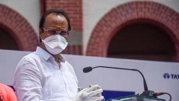 Maharashtra deputy chief minister Ajit Pawar is seen in this file photo in Pune. Pawar on Thursday prayed for early availability of a Covid-19 vaccine and a world free of the disease.(Sanket Wankhade/HT Photo) Maharashtra deputy chief minister Ajit Pawar is seen in this file photo in Pune. Pawar on Thursday prayed for early availability of a Covid-19 vaccine and a world free of the disease.(Sanket Wankhade/HT Photo)