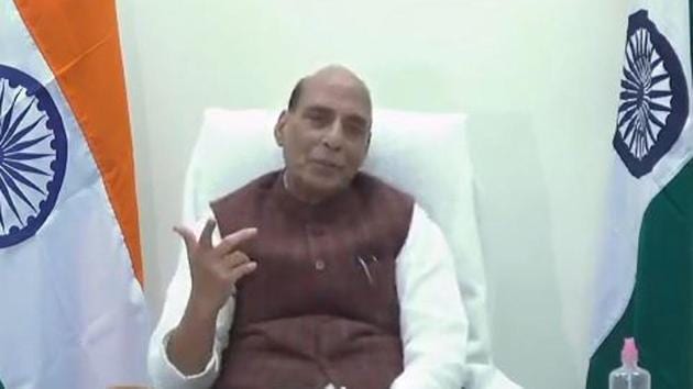 Defence minister Rajnath Singh in conversation with Prashant Jha, Editor- Views, Hindustan Times during the 18th edition of the Hindustan Times Leadership Summit (HTLS) in New Delhi on Thursday.(HT PHOTO.) Defence minister Rajnath Singh in conversation with Prashant Jha, Editor- Views, Hindustan Times during the 18th edition of the Hindustan Times Leadership Summit (HTLS) in New Delhi on Thursday.(HT PHOTO.)