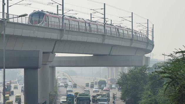 Metro train services on several corridors will be restricted till 2pm on Wednesday due to the farmers’ agitation against the new farm bills(PTI) Metro train services on several corridors will be restricted till 2pm on Wednesday due to the farmers’ agitation against the new farm bills(PTI)