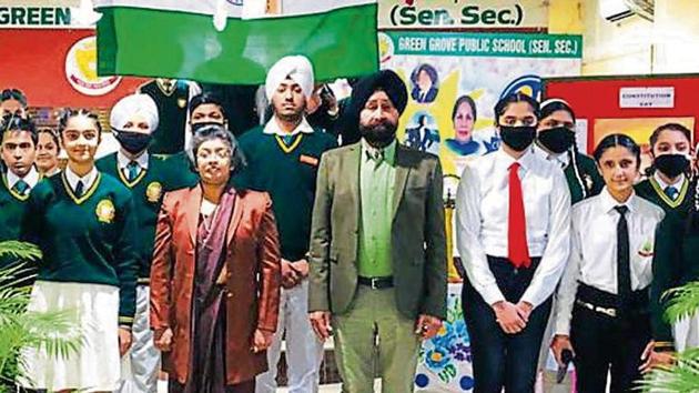 The staff and students of Green Grove Public Senior Secondary School, Khanna, taking part in the celebrations The staff and students of Green Grove Public Senior Secondary School, Khanna, taking part in the celebrations