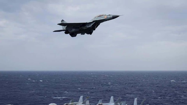 “One pilot recovered and search by air and surface units in progress for the second pilot,” Indian Navy said in a statement.(File photo)