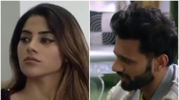 Bigg Boss 14 captaincy task: Nikki Tamboli and Rahul Vaidya argue their case for top job.