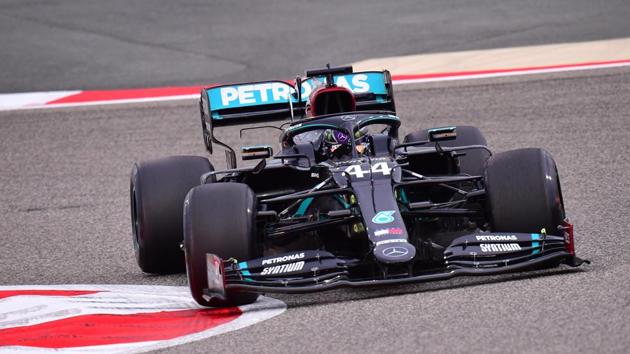Mercedes' Lewis Hamilton in action during practice.(Pool via REUTERS)