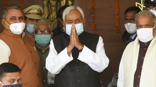 Chief minister Nitish Kumar arrives to attend a joint session of the Bihar Assembly in Patna on Thursday. (Santosh Kumar/HT Photo) Chief minister Nitish Kumar arrives to attend a joint session of the Bihar Assembly in Patna on Thursday. (Santosh Kumar/HT Photo)