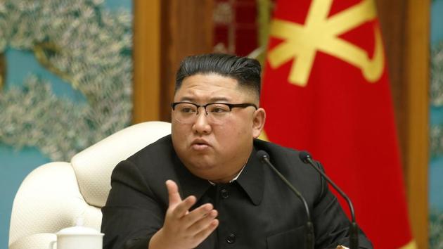 North Korean leader Kim Jong Un at the 20th Enlarged Meeting of the Political Bureau of the 7th Central Committee of the Workers' Party of Korea (WPK), in Pyongyang, North Korea.(via REUTERS)