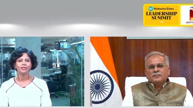 Chhattisgarh chief minister Bhupesh Baghel capped the first day of the second week of this year’s virtual summit. Highlighting his government’s response to Covid-19, Baghel said that while the entire country suffered during the coronavirus pandemic there was no slowdown in Chattisgarh as his government took various steps to tackle the challenges. (HT Photo)