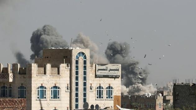 Smoke billows from the sites of Saudi-led air strikes in Sanaa, Yemen.(REUTERS) Smoke billows from the sites of Saudi-led air strikes in Sanaa, Yemen.(REUTERS)