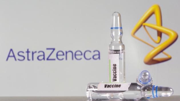 A test tube labelled with the vaccine is seen in front of AstraZeneca logo in this illustration taken on September 9.(Reuters file)