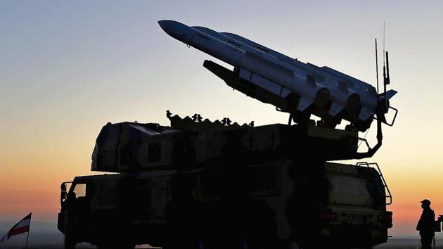 A photo shows Iranian missiles during a recent military drill by the country’s air defence units.