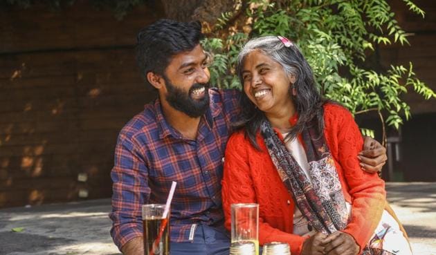 The inseparables: When you see Rama Devi Chowdhary and her son Mitrajit, not for a moment it feels that the two have just met after a separation of 15 long years.(Photo: Rajesh Kashyap/HT)