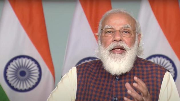 Prime Minister Narendra Modi addressing via video conferencing, in New Delhi. (PTI) Prime Minister Narendra Modi addressing via video conferencing, in New Delhi. (PTI)