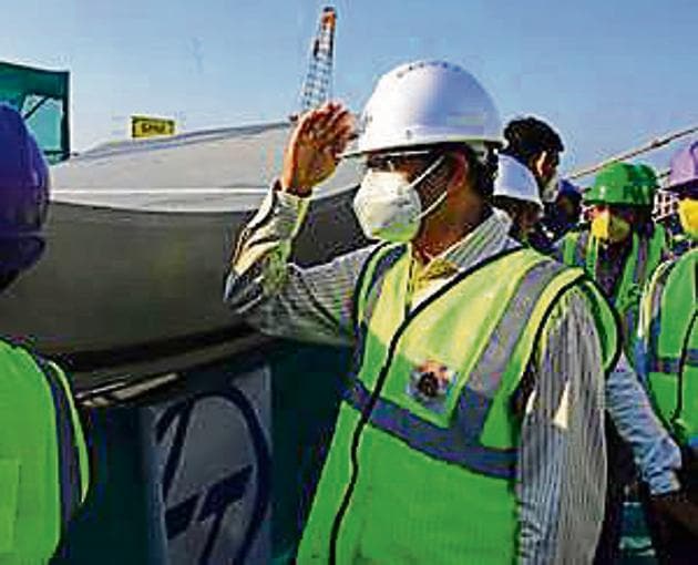 CM Uddhav Thackeray at the project site near Priyadarshani Park.(Bhushan Koyande/HT)