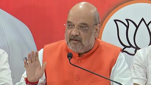 Union Home Minister Amit Shah was among those present at the meeting at BJP chief JP Nada’s residence.(ANI) Union Home Minister Amit Shah was among those present at the meeting at BJP chief JP Nada’s residence.(ANI)