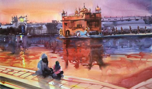 Shades of gold: A painting of the Golden Temple by Sanjeev Kumar Sinha