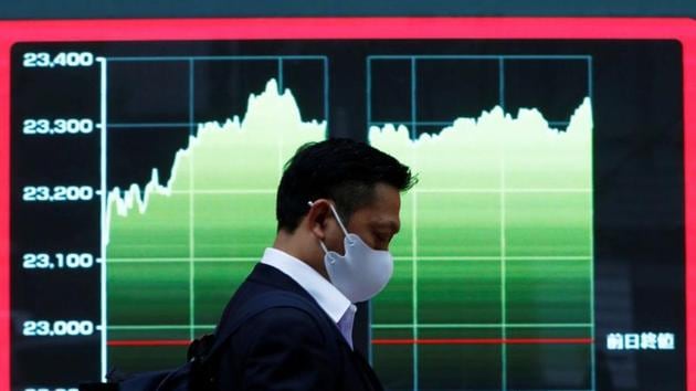 The Nikkei share average was nearly flat at 26,666.91 points by the midday break. Japanese equities continued on a strong note on Monday after Wall Street ended higher last week, but later pared gains on selling pressure due to profit-booking and month-end adjustments. (Reuters/ File photo)