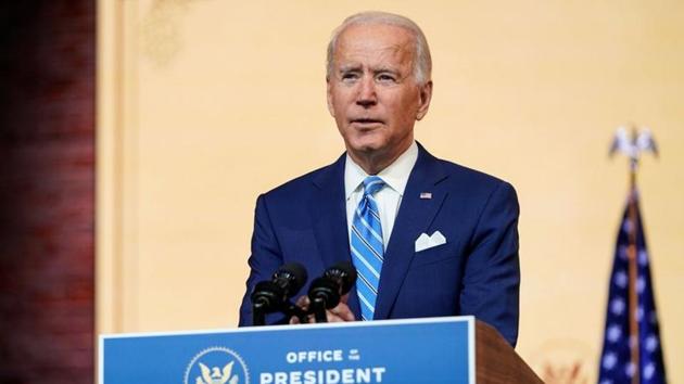 US President-elect Joe Biden delivers a pre-Thanksgiving speech at his transition headquarters in Wilmington, Delaware, US on November 25, 2020.(Reuters File Photo)